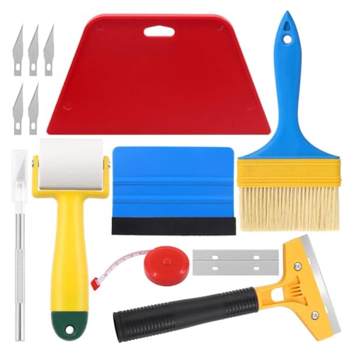 Juqoyue 14 Outils pour Papier Peint, Kit D'Outils de Lissage de Papier Peint, pour la Pose de Papier Peint, Papier de Contact, Application de Vinyle