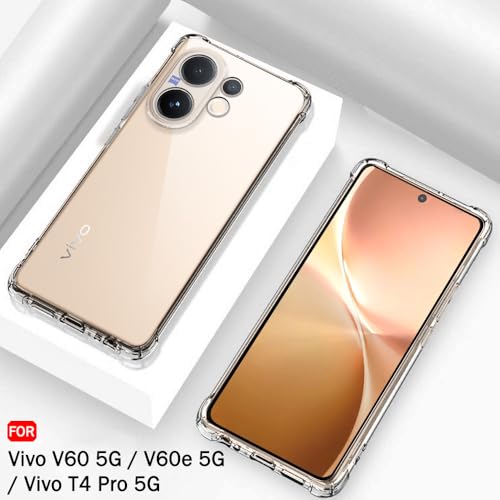 Image of TheGiftKart Crystal Clear Back Cover Case for Vivo V60 5G / V60e 5G / Vivo T4 Pro 5G | Shockproof Soft TPU Case | Cushioned Edges for Ultimate Protection Back Cover Case (TPU, Transparent)