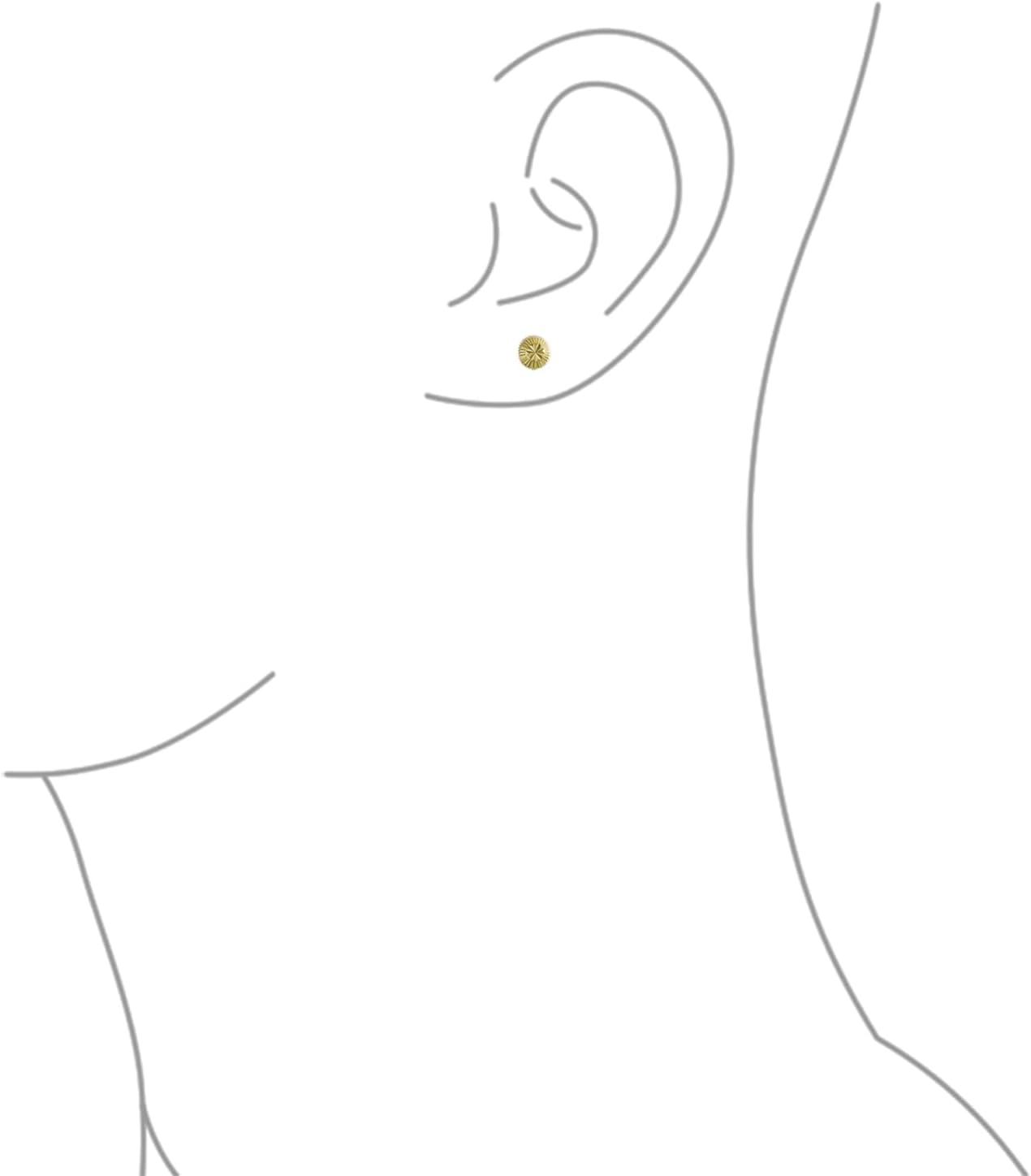 Timeless Real 10K Yellow Gold Half Dome Sparkling Star Design Brust Ball Stud Earrings 6MM