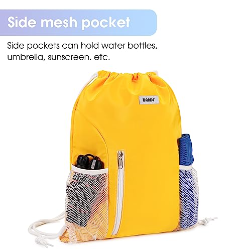 Image of WANDF Drawstring Backpack Sports Gym Sackpack with Mesh Pockets Water Resistant String Bag for Women Men (Orange)