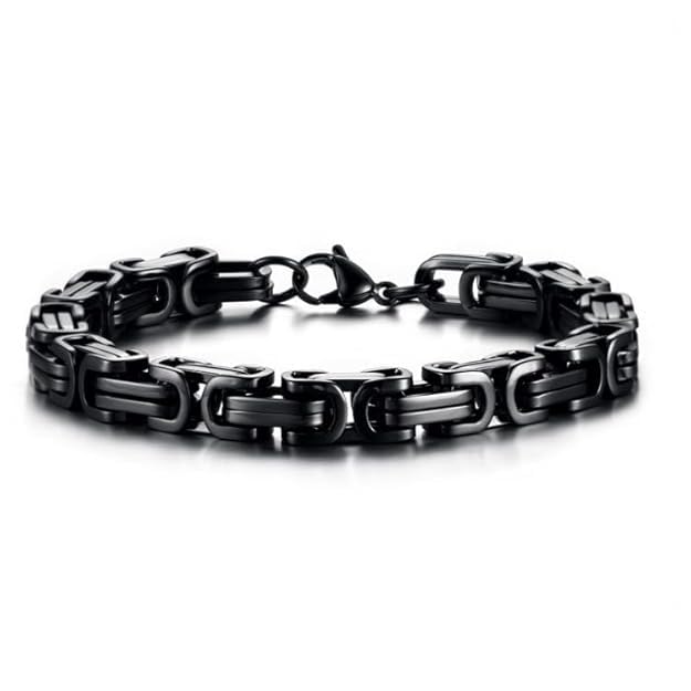 KRYSTALZ Bracelet for Men Boys | 316L Stainless Steel Byzantine Link Chain Bracelet | Stylish Fashion Water Resistant Long Durable Bracelet for men Gift for Boyfriend (Black) (B0D9Y3HZG2) Amazon Price History, Amazon Price Tracker