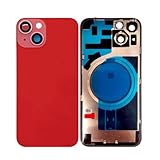 Battery Back Cover Replacement Glass for iPhone 14 Plus Back Housing Replacement with Small Parts Metal Plate Magnetic for iPhone 14PLUS 2in1 Big Hole Back Glass Rear Door Case 1PC (Red)
