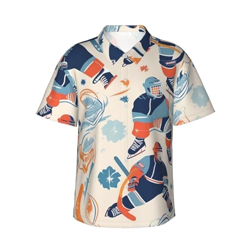 Chemise hawaïenne homme hockey à manches courtes boutonnée