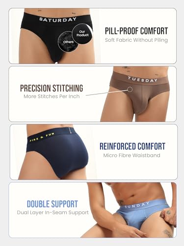 Image of Freecultr Air Micro Modal Men's Brief | Pack of 7 (Monday to Sunday Combo) | Soft, Stretchable, Anti-Odour Fabric | Unique Colors | Comfortable Waistband