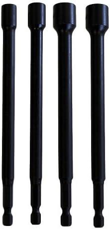 4 pack - 6" Magnetic Nut Setters - Black Oxide Impact Rated - 1/4, 5/16, 3/8, 7/16