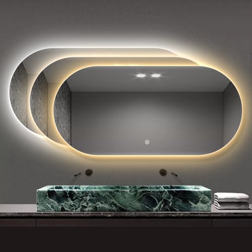 Miroir mural LED ovale contre le manque de lumière en salle de bain