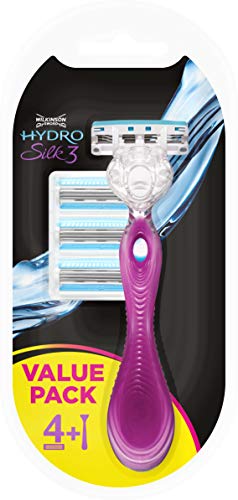 Wilkinson Sword Hydro Silk 3 Hybrid -Maquinilla Depilatoria Femenina de 3 Hojas + 3 Cuchillas de Recambio