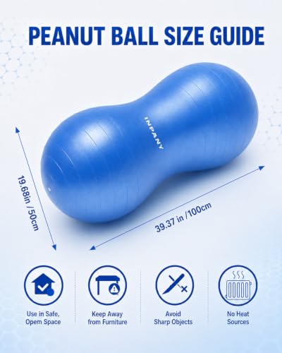 Image of INPANY Peanut Ball - Anti Burst Exercise Ball for Labor Birthing, Physical Therapy for Kids, Core Strength, Flexible Seating, Home & Gym Fintness, Sensory Chair Wiggle Seat for Boys and Girls