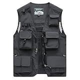 [Vailaipupy] 2025新 メンズ ベスト フィッシングベスト メッシュ 通気 多ポケット 軽量 速乾 Vネック ポケットフック 取り外し可能 お釣りベスト カメラマン 大きいサイズ 多機能 撮影 山歩き 射撃 登山服 アウトドア 防災 作業用 男女兼用