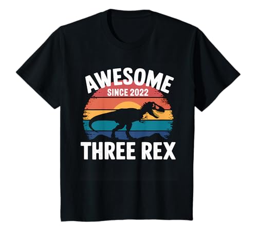 キッズ キッズ 3レックス 誕生日パーティー 衣装 恐竜 3歳 男の子 Tシャツ