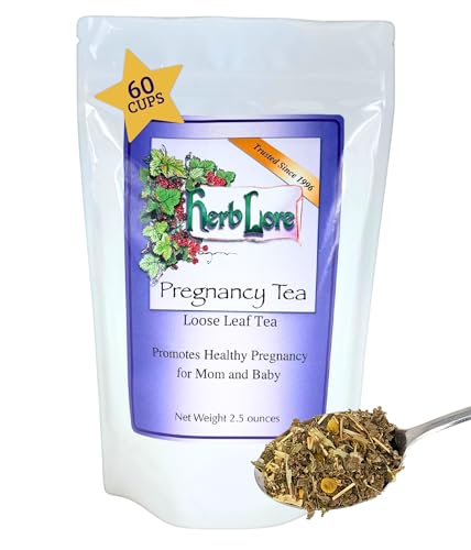 Image of Herb Lore Pregnancy Tea - 60 Servings - First Trimester, Third Trimester Labor Prep & Postpartum Recovery Tea with Red Raspberry Leaf - Supports Occasional Morning Sickness & Sleep Issues *