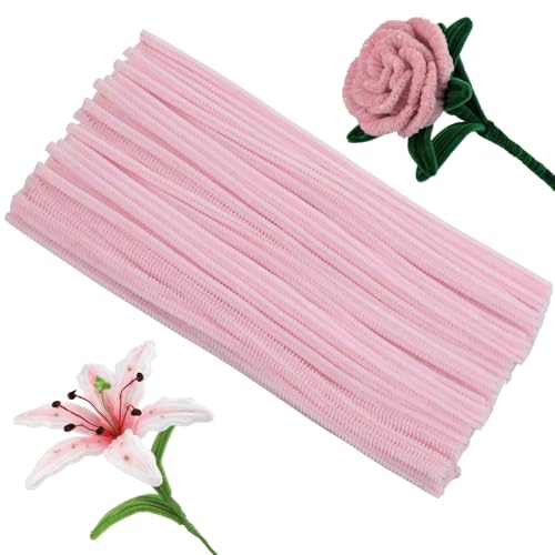 Image of Pipe Cleaners, 100Pcs Light Pink Pipe Cleaners Bulk for DIY Crafts