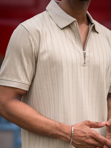 Image of Maniac || Men || Solid || Textured || Polo Neck || Half Sleeve || Cotton T-Shirt