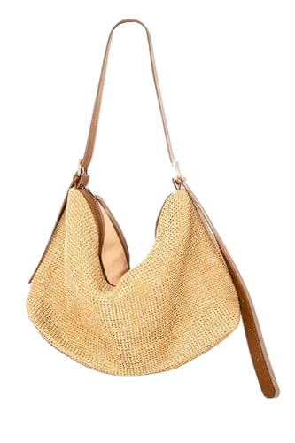 2025 stylish & foldable straw beach tote bag for women - large mesh beach bag with adjustable straps, zip lining & inner pockets - perfect summer vacation companion for pool or travel
