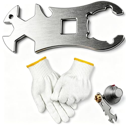 JazRvr 2er Set Gasflaschenschlüssel Edelstahl Gasflaschen Füllstandsanzeige und Gasflaschen Adapter für Wohnwagen und Caravan Robustes Grillzubehör für Outdoor Gas Schlüssel und Gasflasche 11kg