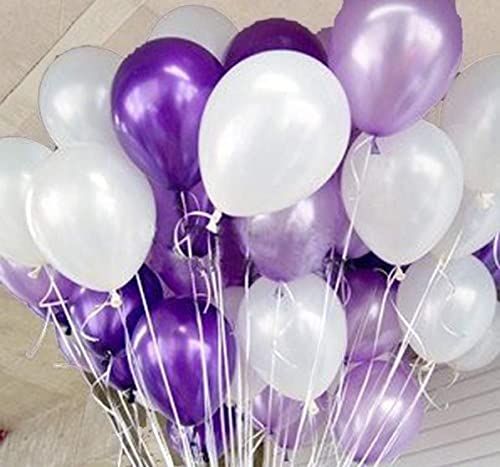 Image of AMFIN (Pack of 25) 10 inch Metallic Balloons Dark Purple, Light Purple and White for Birthday Decoration, Decoration for Weddings, Engagement, Anniversary - Dark Purple, Light Purple & White