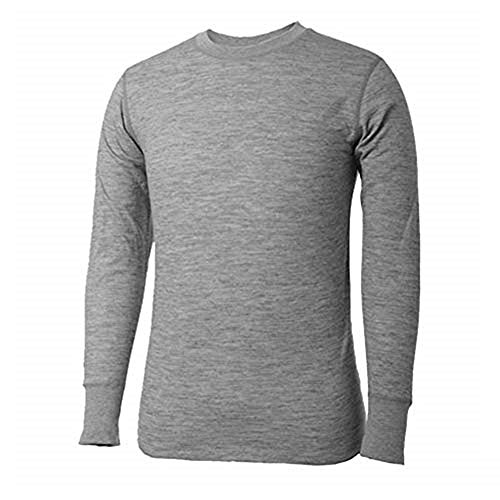 Terramar Men's 2-Layer Merino Wool Long Sleeve Crew, Heather Grey, Large
