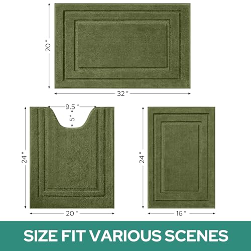 HOMEIDEAS Bathroom Rugs Sets 3 Piece, Super Soft and Absorbent Non Slip Microfiber Toilet Bath Mat with U-Shaped (Sage Green) by HOMEIDEAS - Used condition - Image 6