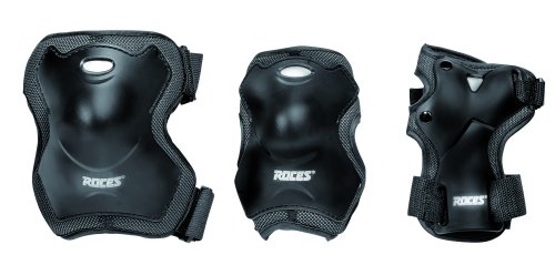 Roces Adult Super Three Pack Protecciones para los Patinadores, Unisex, Negro, L