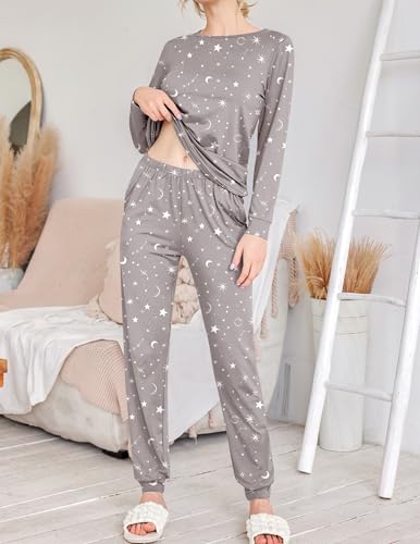 Ekouaer 2 Pack Pajama Sets for Women,Long Sleeve Top Jogger Pant Loungewear - image 3
