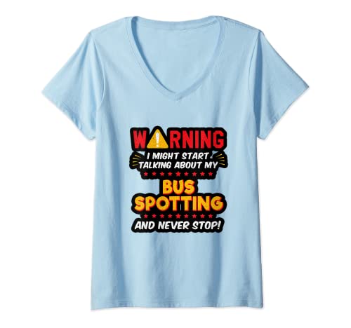 Mujer Divertida observación de autobús, gráfico de broma de autobús Camiseta Cuello V