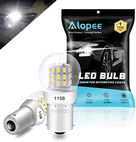 Alopee 9V-30V DC 1156 LED Bulb White Super Bright P21W LED Bulb for 7506 1141 1003 LED Reverse Lights Backup Lights RV Camper Light Bulbs, 39PCS 3014 Chips, Non Polarity, Pack of 2