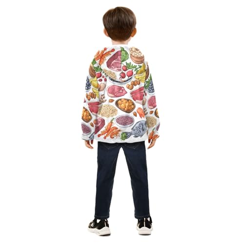Fruits Vegetables and Berries Girls Fleece Jacket Girls Fall Jacket Girls Zip Up Hoodie Girls Sherpa Jacket 2-10T4