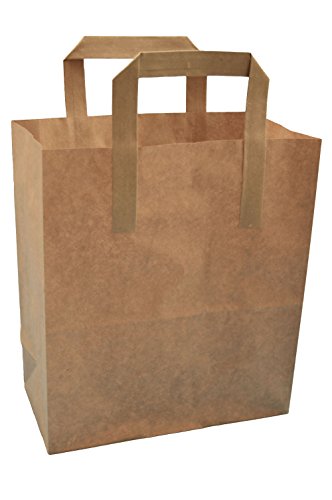 Thepaperbagstore Braunes Kraftpapier-Tasche, Verschiedene Größen und Mengen, Plastik, braun, 8"x10"x5" Cover