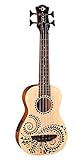 Luna UKE BASS TAT Uke Baritone Etched Tattoo with Preamp