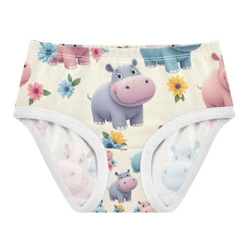 Cute Hippos Pastel Cotton Toddler Underwear, Girls Panties, 2T–8 Years - Main Image