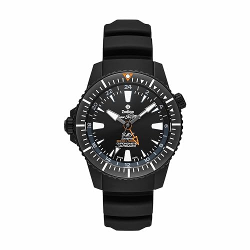 Zodiac �����Y SUPER SEA WOLF GMT �u���b�N �X�e�����X�X�`�[���E�H�b�`�AZO3557