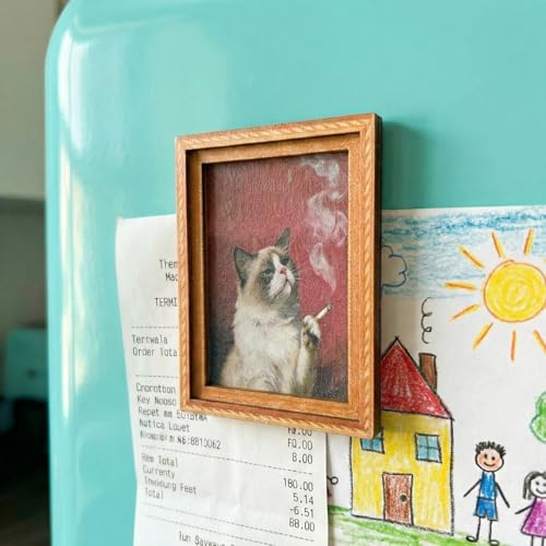 2 imanes decorativos de madera para refrigerador gato miniatura 7