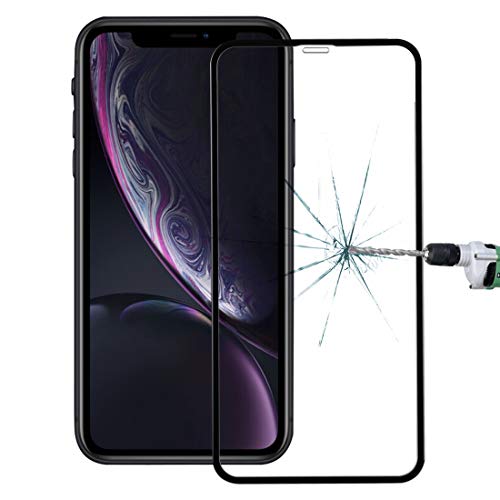 Verre trempé iPhone XR avec bords en fibre de carbone noir plein écran
