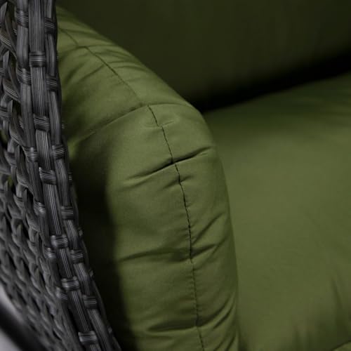 Image of Double Seater Hammock Swing Chair with Stand & Cushion | Heavy Duty Powder Coated Steel Frame | Outdoor Indoor Hanging Swing for Patio Balcony Garden Terrace Living Room (Black-Green)