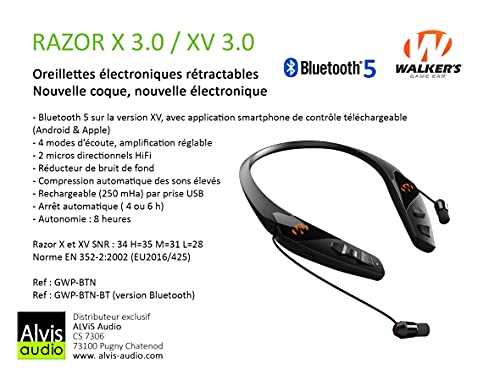 Oreillettes électroniques Razor XV Bluetooth 3.0 : réduction sonore active