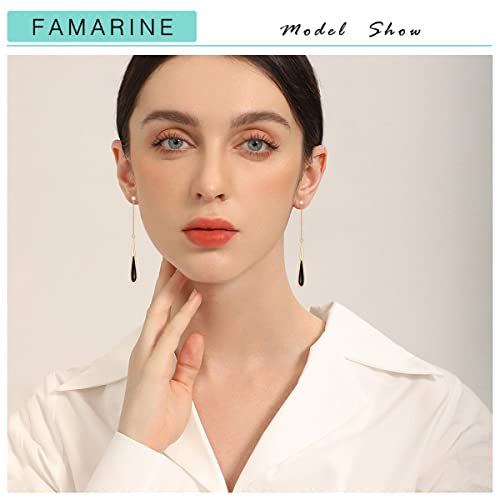FAMARINE Black Earrings, Black Dangle Earrings for Women Waterdrop Drip Earrings Valentines Earrings2