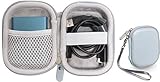 Alltravel case for External Solid State Drive Samsung T7, T7 Touch, T5, T3 250GB 500GB 1TB 2TB SSD USB 3.0 External Solid State Drives, Strong Compact Light Weight case, Mesh Pocket (Pale Blue)