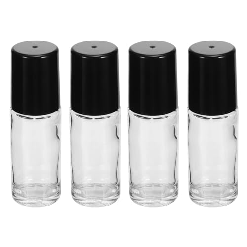 Garneck Botellas Roll-On Vacías 30 Ml 4 Piezas Frascos de Vidrio Transparentes y Negros Envases Rellenables para Aceites Esenciales Portátiles y Antigoteo Uso Doméstico y Viaje