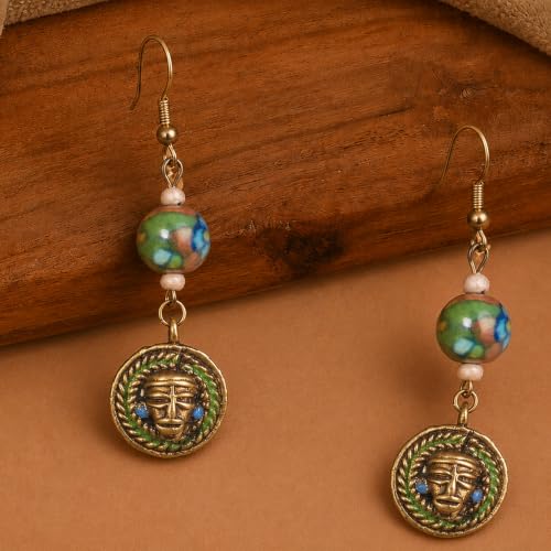 Image of Handcrafted Bohemian & Tribal Earrings for Women - Ethnic Brass, Floral & Festival-Inspired Statement Designs in Drop, Dangle, Hoop & Stud Styles