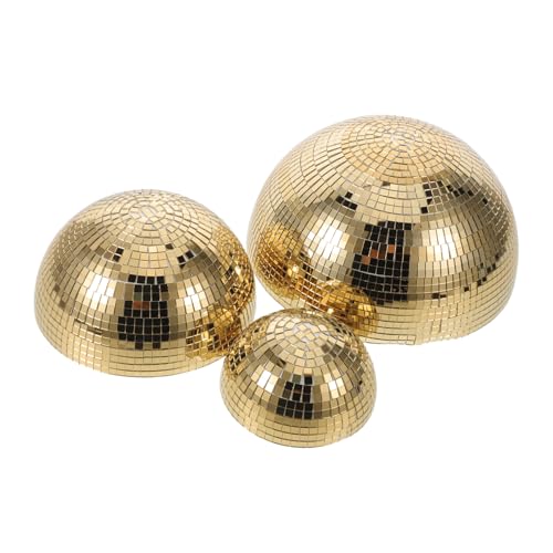 Bolas espejadas doradas FOMIYES, 3 piezas, semiesféricas de vidrio para colgar en pared, decoración para hogar y fiestas disco miniatura 1