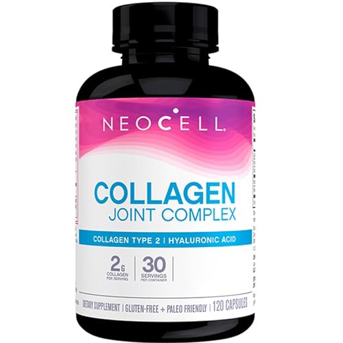NeoCell, Joint Complex, Colágeno Tipo 2 + Ácido Hialurónico, Alta Dosis, 120 Cápsulas, Testado en Laboratorio, Sin Gluten, Sin Soja, Sin OGM