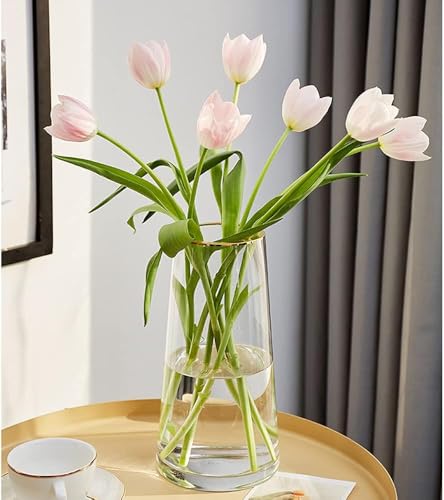 Image of Mahganya Decorative Glass Vase for Flowers Plants Home Decor Office Living Table Decorations, Vases for Home Decor, Luster Glass Vase, Heavy Weight, Sturdy (Clear)