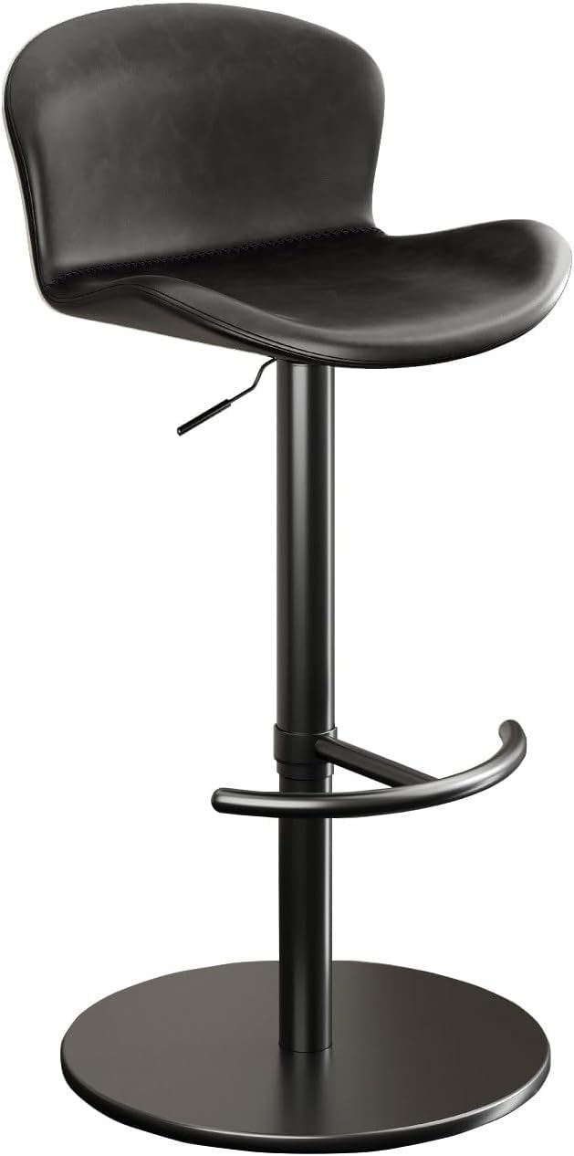 AVLLSO Barstool Swivel Counter Stools with Faux Leather Backrest and Black Metal Base, Upholstered Bar Chairs for Home Kitchen Restaurant Pub, Loads 440lbs