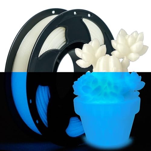 Image of Blue Glow in Dark PLA 1.75mm 250g Small Spool Luminous 3D Filament FDM | Glow in dark blue Bright night Light printing Hide layers Low warping No tangle 0.25kg spool for Printer Bambu Ender