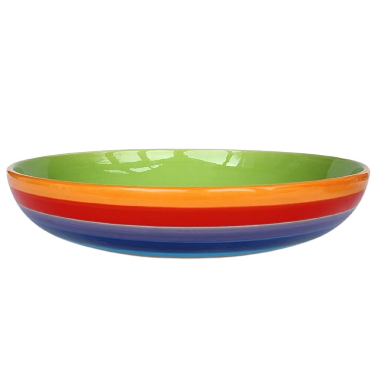Purity Style Hand Painted Rainbow Stripe Ceramic 22 cm Pasta Bowl