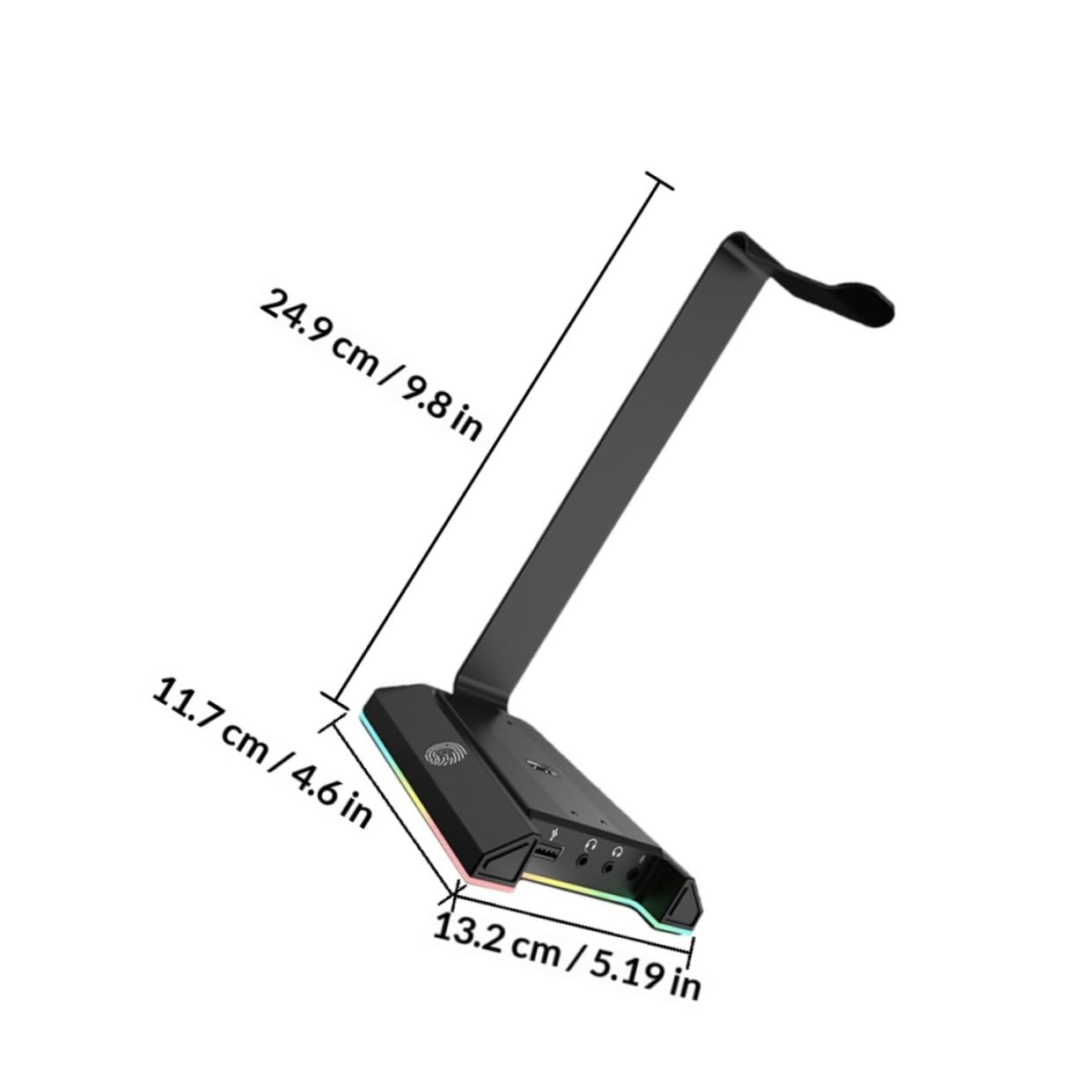 OUNONA Supporto Cuffie Gaming da Scrivania Nero Abs Base Rgb | Interfaccia Usb, Struttura Portatile, per Cuffie e Telefono, Accessorio da Tavolo per Setup Desktop