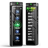 136GB AIボイスレコーダー、TIMMKOO デジタルボイスレコーダー、再生、オフライン文字起こし、AIテクノロジーに基づいたオンライン要約/マインドマップ/翻訳ベース、音声起動オーディオレコーダー(ブラック)