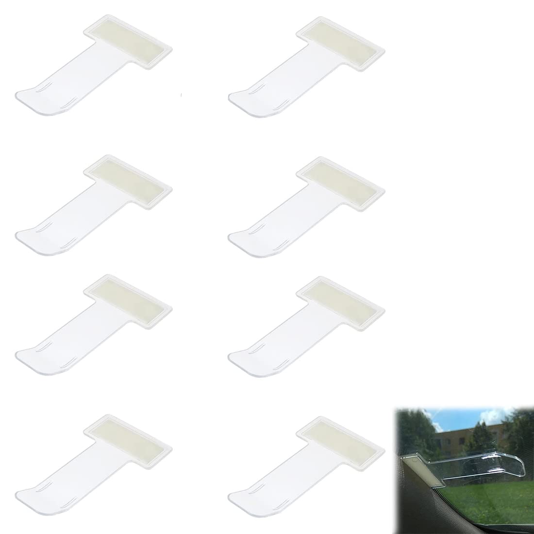8 Clips de Embalaje para Pegatinas de Parabrisas, Soporte de Pegatinas para Billetes de Estacionamiento Permisos de Automóviles, Camiones y Caravanas
