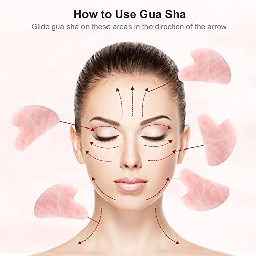 Gua Sha Masajeador Facial Cuarzo Rosa Piedra Jade para Rostro y CuerpoMasaje Herramienta de Masaje - imagen 5