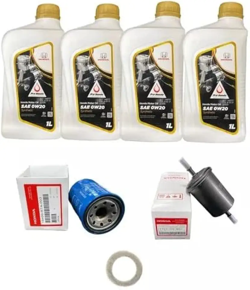 4 Litros de Óleo/Fluido para Motor Honda 0W20 + Filtro de óleo + Arruela do Dreno do Cárter + Filtro de combustivel